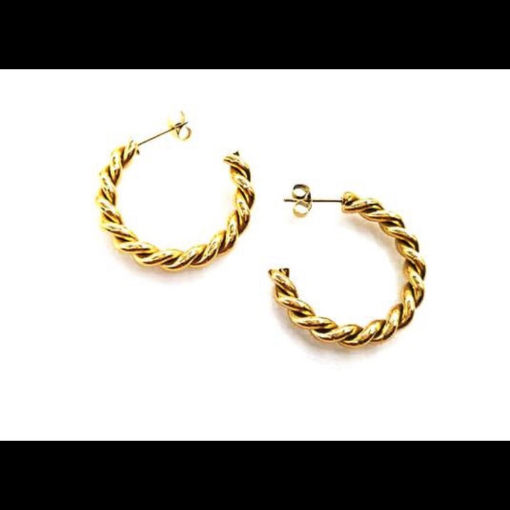 Gold Cable Twist Hoop Earrings